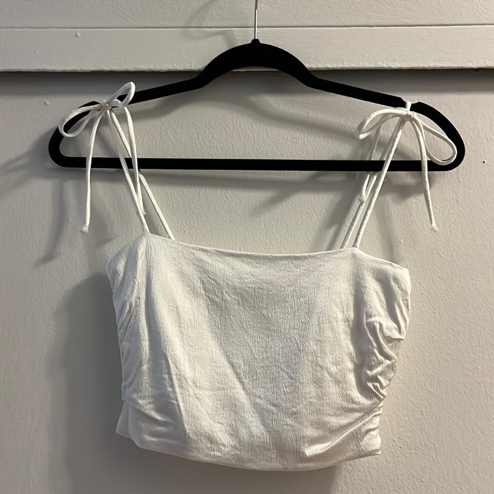 Zara Satin Crop Top With Tie Shoulder Straps